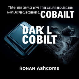 A dramatic split image design for a book cover titled 'The Dark Truth Behind Our Daily Dependencies on Cobalt' by Ronan Ashcombe