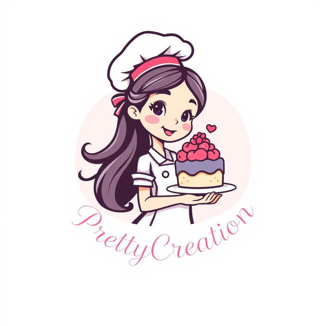 A charming and modern logo design featuring a girl chef, showcasing her passion for baking