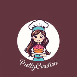 A charming and modern logo design featuring a girl chef, showcasing her passion for baking