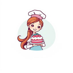 A charming and modern logo design featuring a girl chef, showcasing her passion for baking