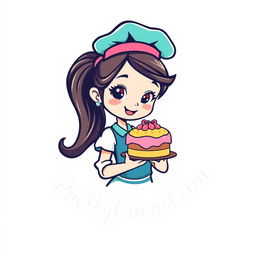 A charming and modern logo design featuring a girl chef, showcasing her passion for baking