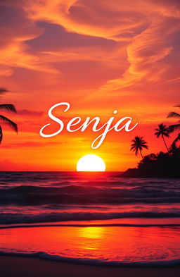A serene and breathtaking sunset landscape featuring vibrant hues of orange, pink, and purple as the sun dips below the horizon