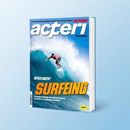 A dynamic book cover design featuring a skilled surfer expertly riding a massive, crashing wave