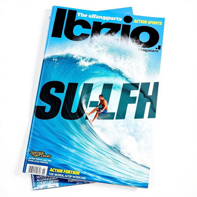 A dynamic book cover design featuring a skilled surfer expertly riding a massive, crashing wave