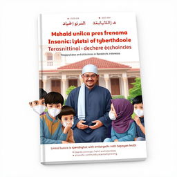 A book cover design dedicated to the prevention of tuberculosis transmission in Islamic orphanages, featuring a respected Ustad and his students