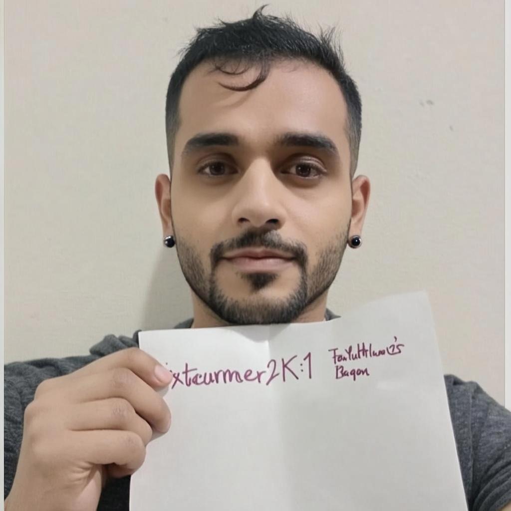 A young man holding a piece of paper