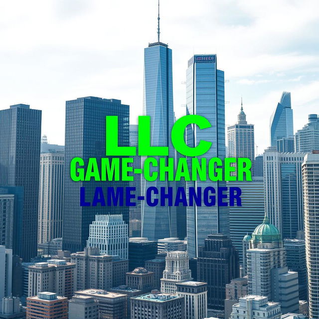 A realistic cityscape featuring tall skyscrapers to symbolize business success and growth, filling the entire square