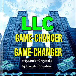 A flat cover design featuring a realistic cityscape with tall skyscrapers symbolizing business success and growth