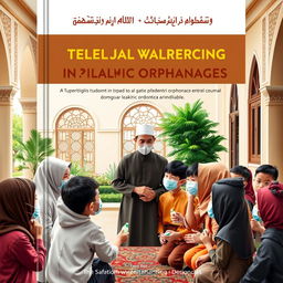 A book cover design focused on the prevention of tuberculosis transmission in Islamic orphanages, featuring a thoughtful Ustad alongside his students