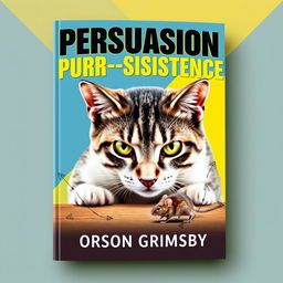 Book cover design featuring a large, bold title 'Persuasion Purr-sistence' at the center top in a striking, eye-catching font