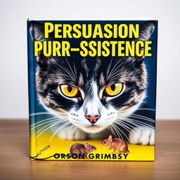 Book cover design featuring a large, bold title 'Persuasion Purr-sistence' at the center top in a striking, eye-catching font