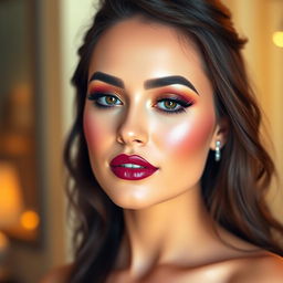 A stunning, glamorous makeup look on a beautiful woman