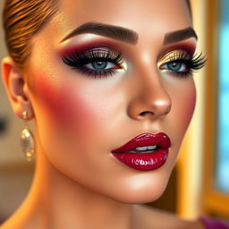 A stunning, glamorous makeup look on a beautiful woman