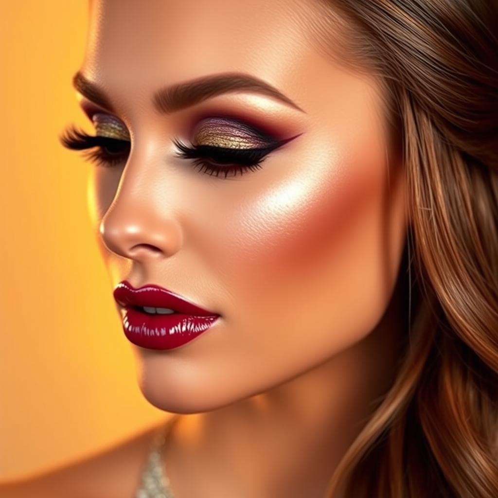 A stunning, glamorous makeup look on a beautiful woman