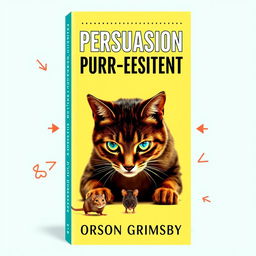 A book cover design titled 'Persuasion Purr-sistence' in large, bold font, prominently displayed at the top