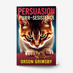 A book cover design titled 'Persuasion Purr-sistence' in large, bold font, prominently displayed at the top