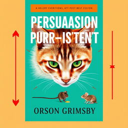 A book cover design titled 'Persuasion Purr-sistence' in large, bold font, prominently displayed at the top