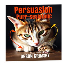 A flat book cover design titled 'Persuasion Purr-sistence' in large, bold typography at the top, with the author name 'Orson Grimsby' in a smaller font directly underneath