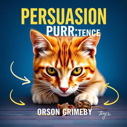 A flat book cover design titled 'Persuasion Purr-sistence' in large, bold typography at the top, with the author name 'Orson Grimsby' in a smaller font directly underneath
