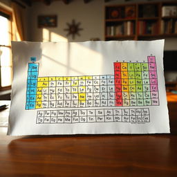A hand-drawn illustration of the Periodic Table of Elements, looking as if it was created by the user on a sheet of paper