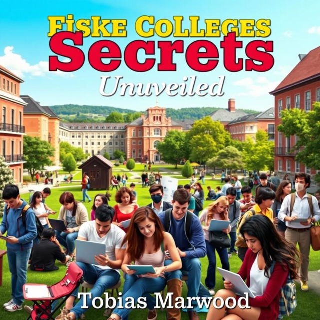 A realistic background image of a vibrant college campus featuring diverse students engaged in study groups and using laptops, showcasing a lively and collaborative academic atmosphere