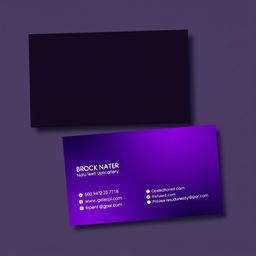A business card design featuring a rich purple background and a sleek black border