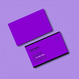 A business card design featuring a rich purple background and a sleek black border