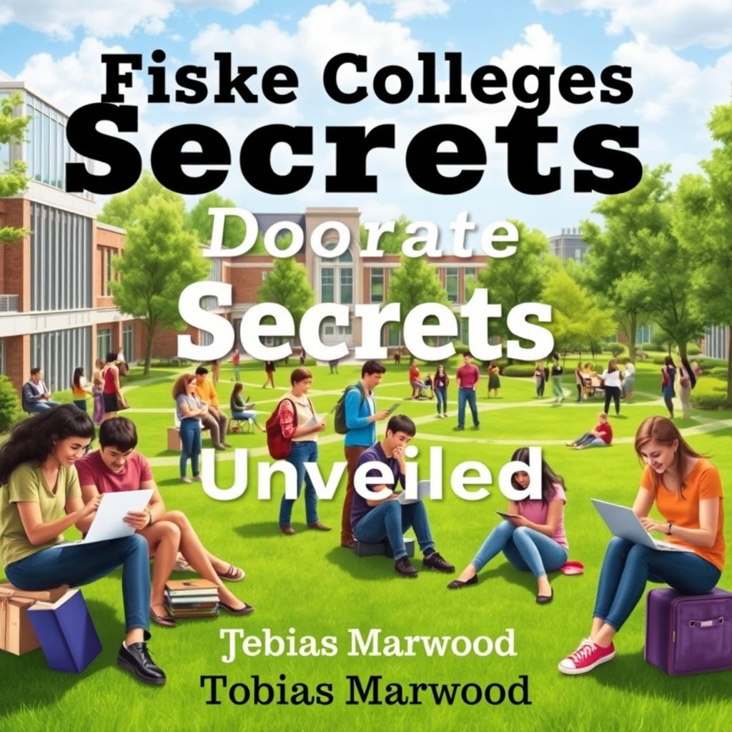 A vibrant and realistic college campus scene featuring diverse students engaged in study groups and using laptops