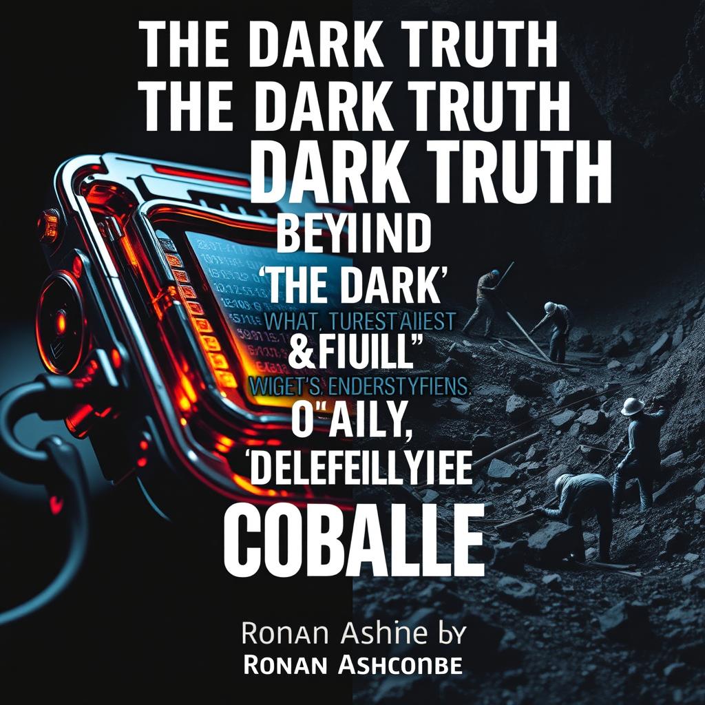 A dramatic split image illustrating the contrasting themes of modern technology and the harsh reality of cobalt mining