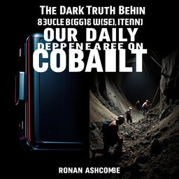 A dramatic split image design featuring a shiny, high-tech device on the left side, contrasting with a gritty mining scene on the right side showing workers in rough conditions