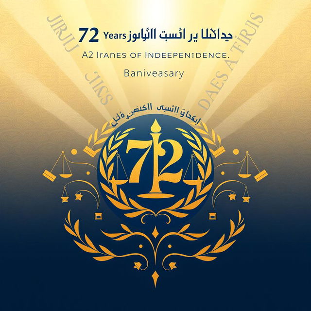 A captivating and elegant poster celebrating the 72nd anniversary of the Iranian Bar Association