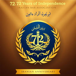 A captivating and elegant poster celebrating the 72nd anniversary of the Iranian Bar Association
