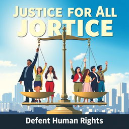 A visually striking poster representing the theme of the rule of law and the defense of human rights