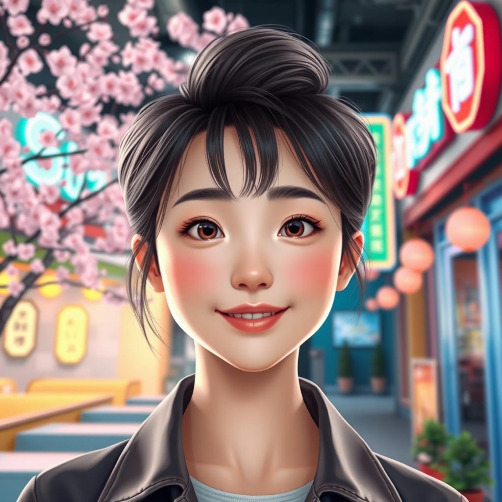 A digital portrait of a person with distinct East Asian features, resembling a popular Korean character