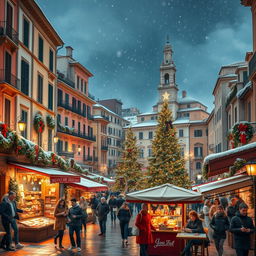 A stunning and realistic depiction of a Christmas scene in Italy