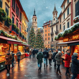A stunning and realistic depiction of a Christmas scene in Italy