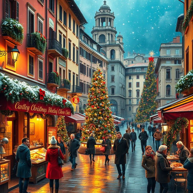 A stunning and realistic depiction of a Christmas scene in Italy