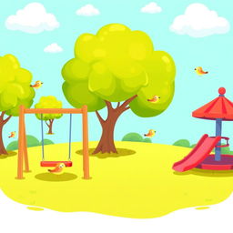 A cute and colorful cartoon illustration of a simple playground scene