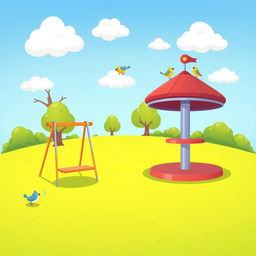 A cute and colorful cartoon illustration of a simple playground scene