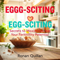 A vibrant, sunny kitchen filled with natural light, featuring a rustic wooden table with a basket of fresh eggs