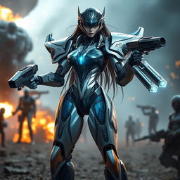 A futuristic female battle robot named 'Fatima', designed with sleek, aerodynamic features and high-tech armor