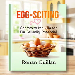 A flat book cover design featuring a realistic image of a sunny, vibrant kitchen, filled with natural light