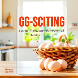 A flat book cover design featuring a realistic image of a sunny, vibrant kitchen, filled with natural light