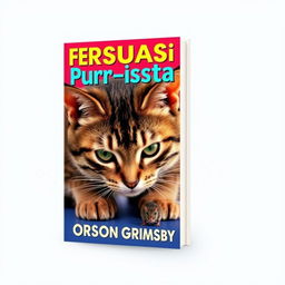 A vibrant, eye-catching book cover design featuring a large, bold title in an attractive font saying 'Persuasion Purr-sistence'
