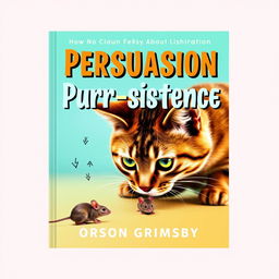 A vibrant, eye-catching book cover design featuring a large, bold title in an attractive font saying 'Persuasion Purr-sistence'