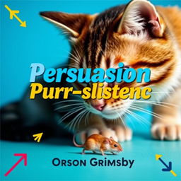 A vibrant, eye-catching book cover design featuring a large, bold title in an attractive font saying 'Persuasion Purr-sistence'