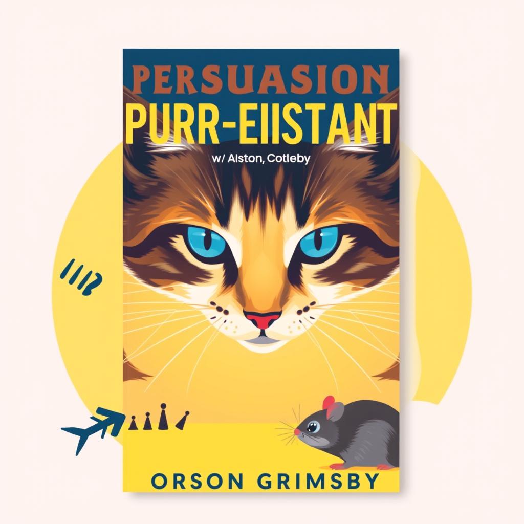 A flat book cover design titled 'Persuasion Purr-sistence' in large, bold font at the top, with the author's name 'Orson Grimsby' in a smaller font directly below it