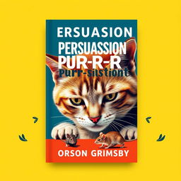 A flat book cover design titled 'Persuasion Purr-sistence' in large, bold font at the top, with the author's name 'Orson Grimsby' in a smaller font directly below it