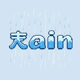 An artistic representation of the word 'باران' (rain) in a captivating pixel art style