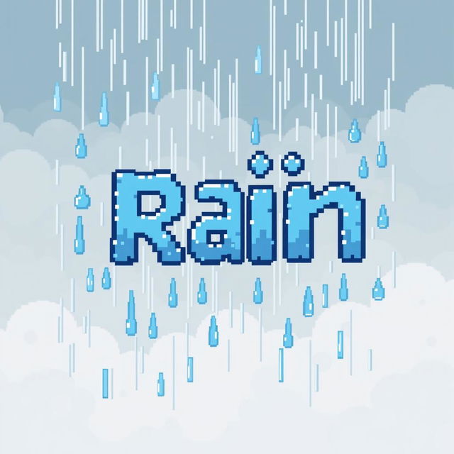 An artistic representation of the word 'باران' (rain) in a captivating pixel art style